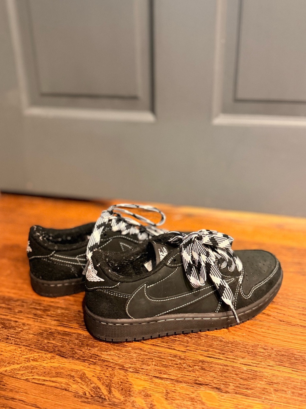 Travis Scott Black Low-Top Sneakers with Patterned Laces